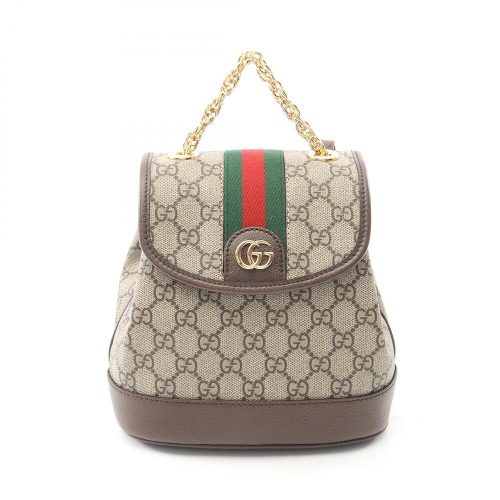 Gucci GG Supreme Backpack Bag Canvas Leather Beige Brown - Picture 1 of 4